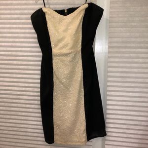 Strapless black and white sparkles dress (xs)
